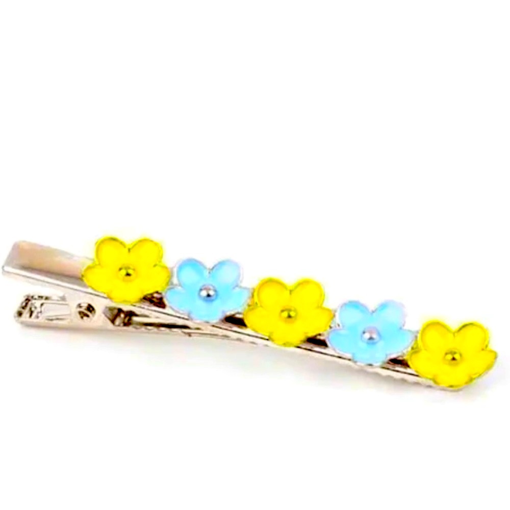 🌼🩵🌼 “FLOWER PATCH FLIRT” MULTI HAIR CLIP❗️YELLOW AND BLUE DAISIES FOR KIDS❗️